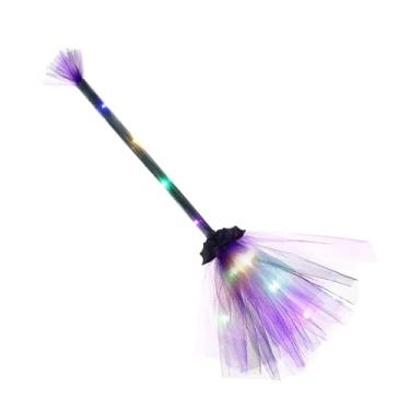 Imagem de Rrlihjgu Vassoura de Bruxa | Vassoura de Bruxa com Luzes LED para Ferias,Adereços para Fotos e Decoração de Interior Exterior Jardim Portão Varanda para Meninas e Meninos