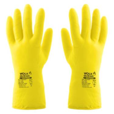 Imagem de Luva Látex Multiuso Slim Amarela 12 Pares Volk do Brasil 105304401, P