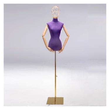 Imagem de Mannequin Torso de manequim feminino com altura ajustável, braço de madeira maciça removível e giratório, vestidos de noiva para exposição, camisetas(Purple)
