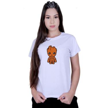 Imagem de Camiseta Baby Look Feminina Baby Groot Guardião - Lafre, Branco, GG