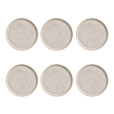 Imagem de Conjunto De Pratos Rasos Porto Brasil Linhas Latte Com 6 Pçs Bege