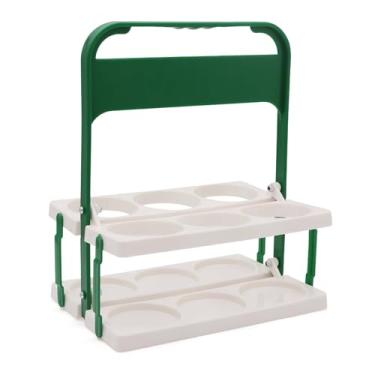 Imagem de AIYoo Porta-garrafas de água dobrável, portador portátil de 6 furos para entrega, suporte de copo de café reutilizável para garrafa de cerveja de plástico com alça para catering, restaurante, carro de