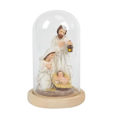 Imagem de Baoblaze Presépio de Natal Arte Artesanato Escultura Religiosa Presente com Luz Sagrada Família Presépio Estatueta para Mesa Corredor, com Lanterna