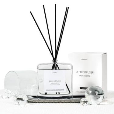 Imagem de Conjunto de difusor de palheta, difusor de fragrância amadeirada de 100 ml com bastões, difusor de palheta de fragrância para casa de banho, quarto, prateleira, difusor de óleo essencial (jimbro preto