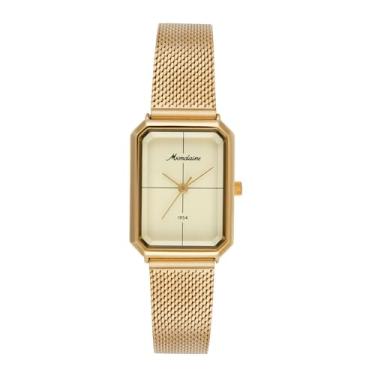 Imagem de Mondaine Relógio Feminino Quadrado Dourado Vintage Pulseira de Malha