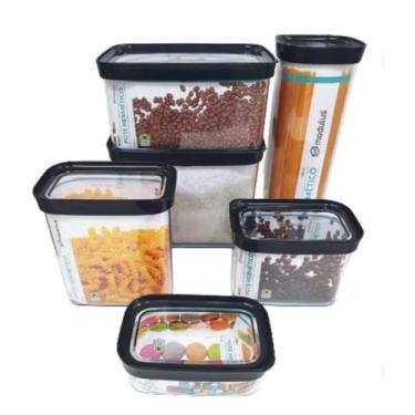 Imagem de Kit 6 Potes Herméticos Arroz, Feijão, Macarrão, Farinélios - Helsim 