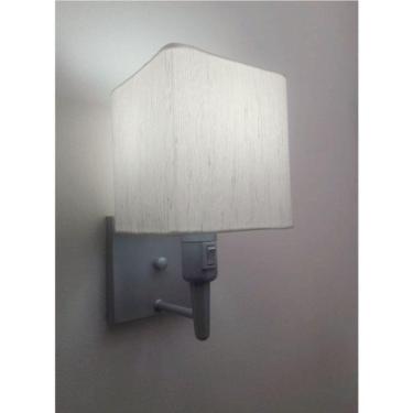 Imagem de Arandela Quadrada Vivare Md-2019 Base Cinza Com Interruptor E Cúpula Em Tecido - Bivolt Cinza-linho-bege 127-220v