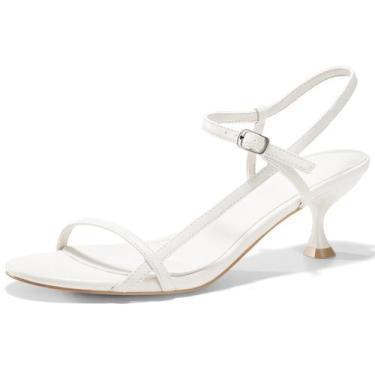Imagem de Sandálias femininas Coutgo, com tiras, salto baixo, gatinho, branco