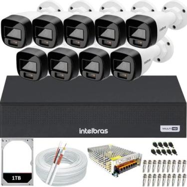 Imagem de Kit 09 Câmeras Full Color Intelbras Dvr Mhdx 16Hd 1TB colorido dia e n