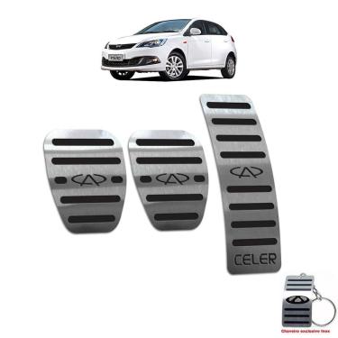 Imagem de Pedaleira Em Aço Inox Chery Celer 2013 A 2018 Manual Preto