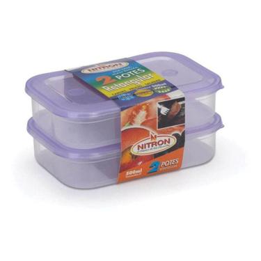 Imagem de Jogo Conjunto 2 Potes Organizador Multiuso Retangular Raso