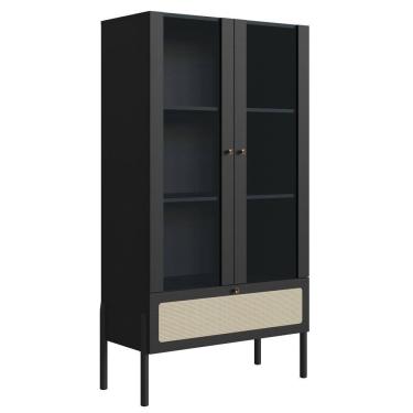 Imagem de Cristaleira 2 PT Vidro 1 GVT Pes Madeira 27963 Nero Artesano