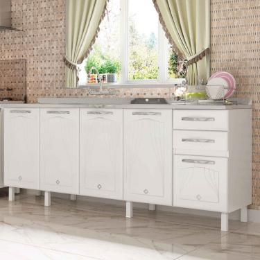 Imagem de Balcão de Cozinha para Pia em Aço Star New 5 Portas 2 Gavetas Branco - Telasul