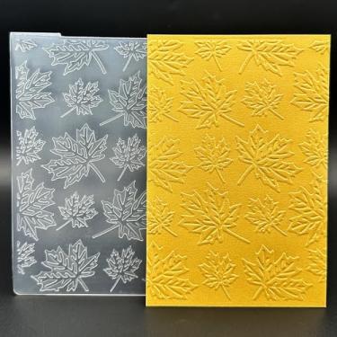 Imagem de Modelo de pasta de plástico 3D com textura de folhas de bordo de outono tamanho A6 para fazer cartões, faça você mesmo, scrapbooking, papel, artesanato, artesanato, scrapbook, artes, decoração