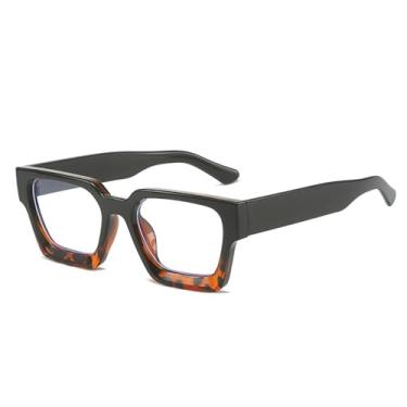 Imagem de Óculos de armação retrô femininos, armações de óculos retrô, unissex, moda popular, lentes transparentes, leopardo preto, 146 mm