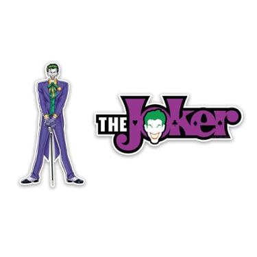 Imagem de Elektroplate Decalques dinâmicos oficialmente licenciados DC Comics Coringa e logotipo | Adesivos de vinil à prova de intempéries de grau automotivo premium para carro, garrafa de água, telefone e