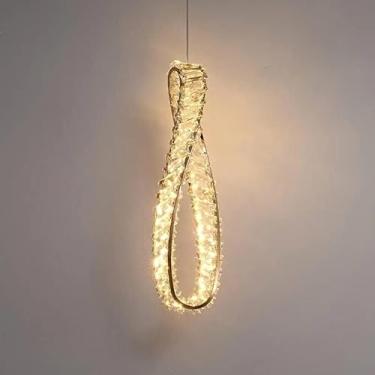 Imagem de Luminária pendente de cristal, lustres de luxo para restaurante, iluminação de cabeceira para quarto, luminárias de teto LED reguláveis, decoração moderna