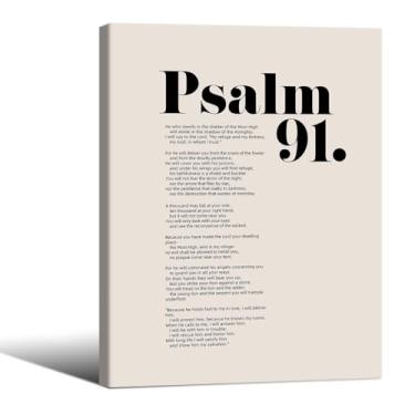 Imagem de OMANI Versículos bíblicos Salmo 91 arte de parede cristã positiva citação escritura pôsteres 30,5 x 40,6 cm emoldurado moderno inspirador impressão em tela para decoração de parede de igreja