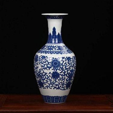Imagem de Vaso de cerâmica simples e criativo, vaso de porcelana azul e branco antigo, decorações modernas para sala de estar, vaso de cerâmica de porcelana, 18a