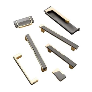 Imagem de CXYFQUUK Maçanetas e puxadores de porta de armário de cozinha de liga de zinco puxadores ocultos puxadores de porta de móveis ferragens 2 peças (916 níquel cinza 96 mm)