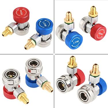 Imagem de Cryfokt Adaptador de Conector Rápido R134A, Conector Alto-baixo Com Tampa, Ideal para Sistemas de Acesso a Válvulas de Ar Condicionado