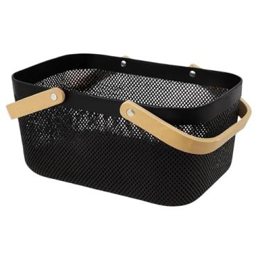 Imagem de Cesto Organizador Fruteira Multiuso Utensílios Quarto Cozinha Lavanderia 25x17/ 31,5x21/37x22,6cm(PVC PRETO 2 ALÇAS 38,8x24,5CM)