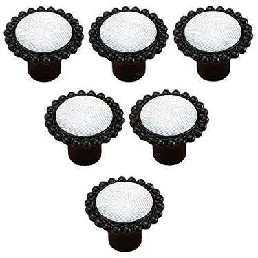 Imagem de Puxadores de decoração de cômoda de banheiro puxadores de porta de gaveta de móveis de cozinha estilo pastoral puxadores de móveis de armário 4 cores disponíveis - 6 peças (estilo C distância do furo