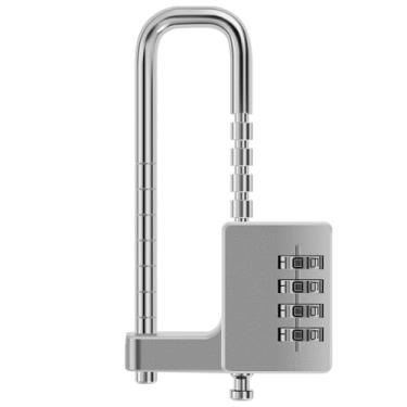 Imagem de Cadeado de armário de academia, cadeado de combinação de 4 dígitos, cadeados de manilha longa, de aço inoxidável, ajustável, cadeado de armário sem chave para academia, academia, cercas de porta ao ar