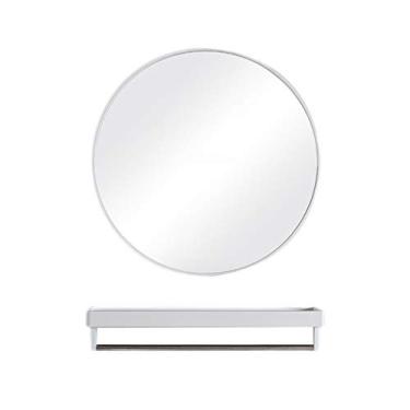 Imagem de Espelho redondo montado na parede espelho de maquiagem multicamada processo de pintura espelho de pendurar banheiro A mesa de lente objetiva é super carregada