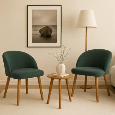 Imagem de Kit 2 Cadeiras Pétala Slim Decorativa Tecido Veludo Pés Palito, VERDE