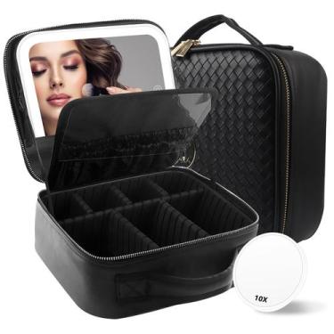 Imagem de Bolsa de maquiagem de viagem MOMIRA com espelho iluminado à prova d'ág