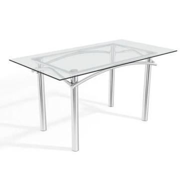 Imagem de Mesa P- Cozinha Elba C- Tampo De Vidro 150cm Cromada - Kappesberg