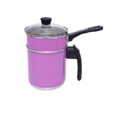 Imagem de Cuzcuzeira Economica 1,2 Litros Com Tampa De Vidro Aluminio Grosso Rosa Pig