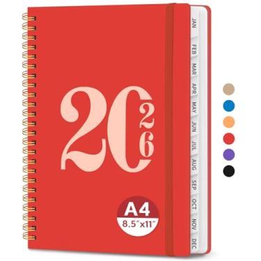 Imagem de Agenda 2026, agenda semanal e mensal, janeiro de 2026 a dezembro de 2026, agenda de calendário de capa dura 2026 com abas e bolso interno, material escolar para mulheres e homens - A4 (21,6 cm x 28 cm