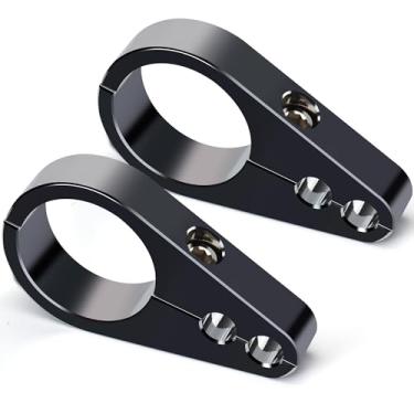 Imagem de MoKitDora Cabo de embreagem de 3,8 cm para guidão ou estrutura com furo duplo grampo de linha de freio universal para Harley e outras motocicletas 2 peças, preto