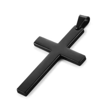 Imagem de Colar Cruz Banhado – Fé, Proteção e Estilo (Dourado, Prata e Preto) (preto)