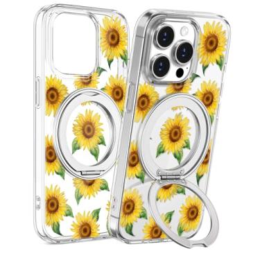 Imagem de Loheckle Capa para iPhone 15 Pro Max - Compatível com MagSafe Stand Mulheres Meninas Bonito Transparente Feminino Estética Kawaii Design Exclusivo Proteção TPU Macio Capa com Suporte Integrado para