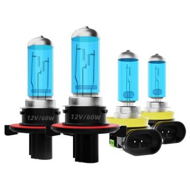 Imagem de DMEPUGI Lâmpadas de farol adequadas para Ford Flex 2009-2019, 9008 Faróis de neblina H11 de feixe duplo alto e baixo, combo de luz branca super brilhante 5500K de alto desempenho, 4 peças