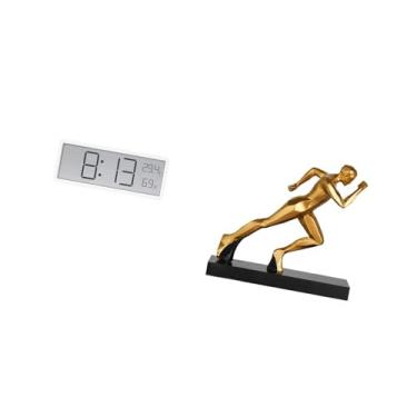 Imagem de Fenteer Relógio de Parede Digital de Corredor, Estatueta Moderna, Multifuncional, Grande, Display de Arte Abstrata, Escultura, Temperatura, Umidade, Decoração