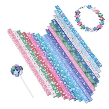 Imagem de 1080 folhas de origami estrelas tiras de papel coloridas estrelas da sorte tiras de papel decorativas para presentes de Natal, ensino escolar e projetos DIY