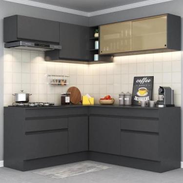 Imagem de Armário De Cozinha Completa De Canto Preto - MULTIMOVEIS