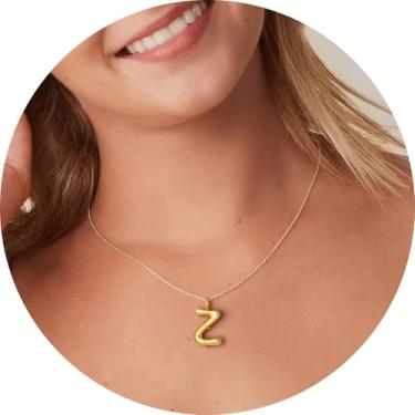 Imagem de Pingente de colar com inicial A-Z em 3D, joia de aço inoxidável personalizada, corrente ajustável, adequado para design moderno de letras femininas, F, Aço inoxidável, Sem Pedra Preciosa