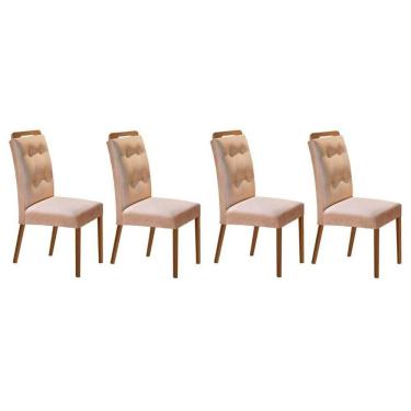 Imagem de Kit 4 Cadeiras De Cozinha Imperatriz 4 Un Capuccino Linho Bege Turim Rufato