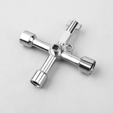 Imagem de Chave utilitária multifuncional de 4 vias, chave cruzada universal 4 em 1 para abertura de armário elétrico de caixa de medidor (prata)