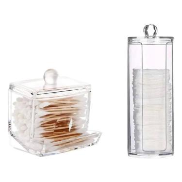 Imagem de 10X Kit Porta Cotonete Com Tampa E Porta Algodão Em Acrílico