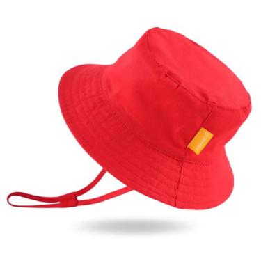 Imagem de Chapéu de sol para bebês JANGANNSA de algodão respirável vermelho 46cm