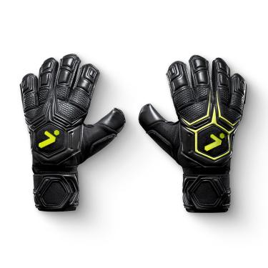 Imagem de Storelli Luvas de goleiro Gladiator Pro 3.0, proteção respirável de alto impacto para as mãos com 5 espinhos removíveis, aderência de mão premium para goleiros de futebol, 1 par, preto e amarelo,
