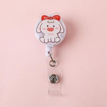 Imagem de Suporte de crachá clipes de acrílico para estudantes, fácil de puxar, porta-cartões de identificação, meninas, meninos, cores fofas, carretel retrátil (estilo 13)