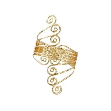 Imagem de Bracelete de braço dourado prateado para mulheres, aberto ajustável, espiral, braçadeira, asas de anjo, minimalista, para parte superior do braço, joia, joia de festa, 1, não, Sem Pedra Preciosa