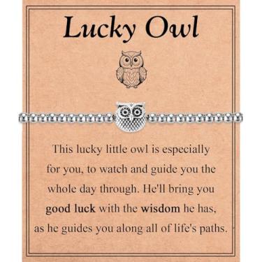 Imagem de EYQV Presentes de coruja para mulheres, pulseiras com pingente de coruja, joias, aniversário, Natal, Dia dos Namorados, Dia das Mães, Páscoa, presentes para mulheres, 7-9inches, Aço inoxidável, Sem